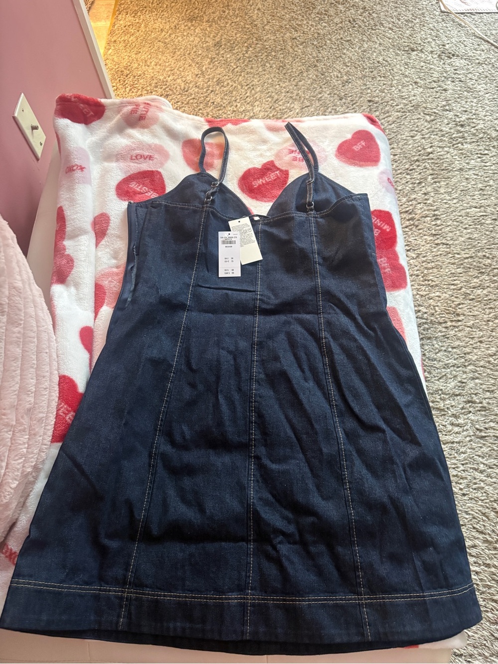 Dark Blue Denim Spaghetti-Strap Dress - Picture 3 of 4
